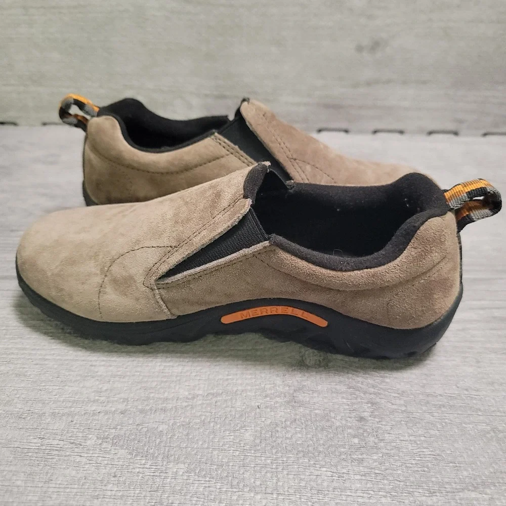 Merrell Jungle Moc Kids Shoes Size 3.5M Taupe Suede Leather Slip On Hiking